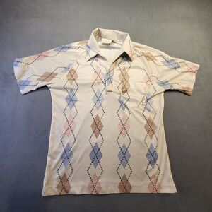VTG Mens S Dress Shirt 70s Style Argyle Leader of California Made In USA
